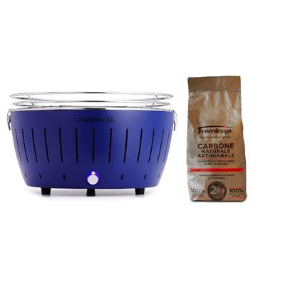 LotusGrill LotusGrill - Portable XL Charcoal Barbecue with USB Cable - Blue + 2 Kg Natural Coal